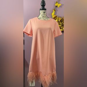 Peach Feather Dress, size S.